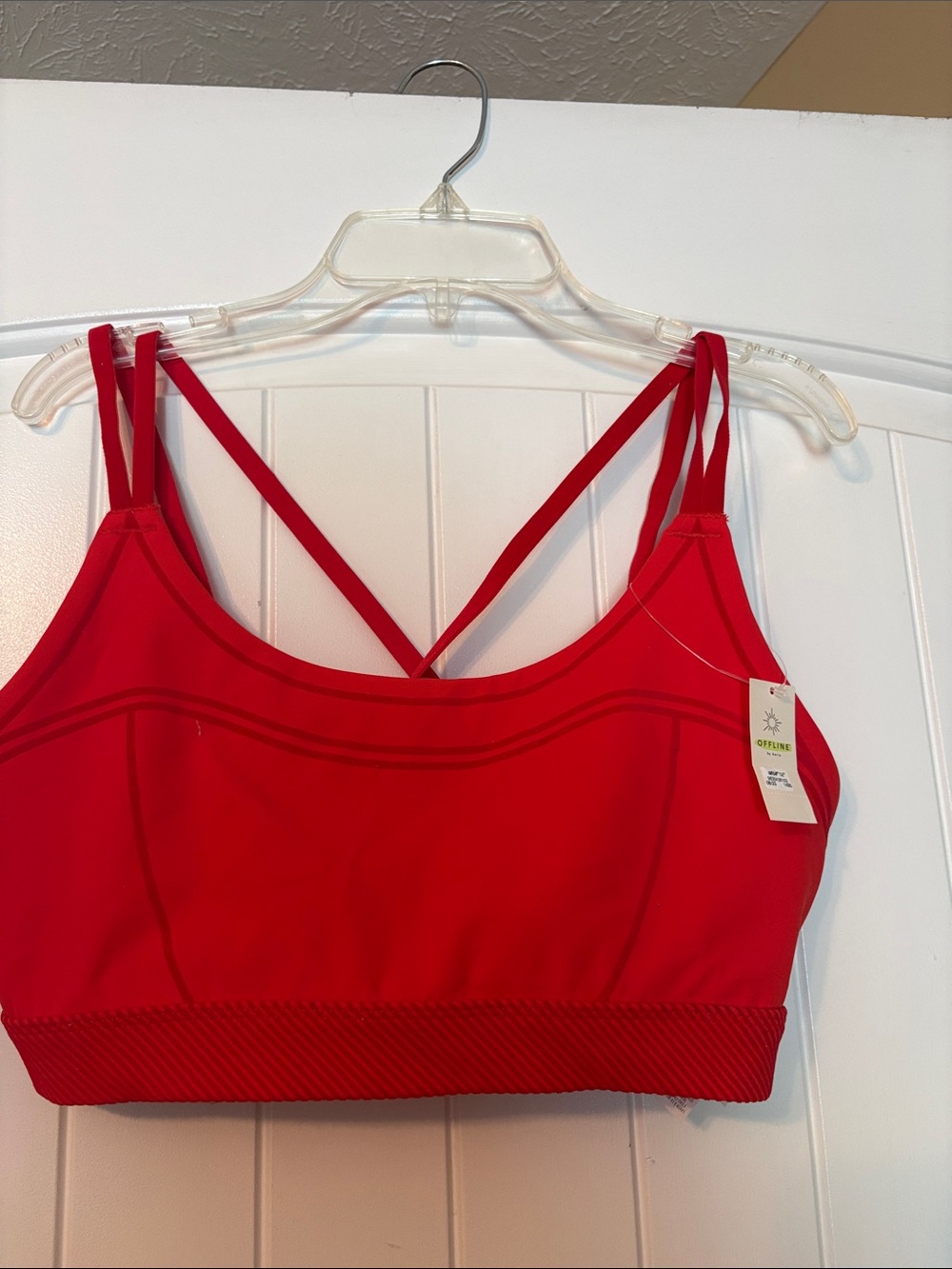 Red and black Strappy Sports Bra - aerie